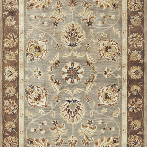 8'X11' Grey Mocha Hand Tufted Traditional Floral Indoor Area Rug