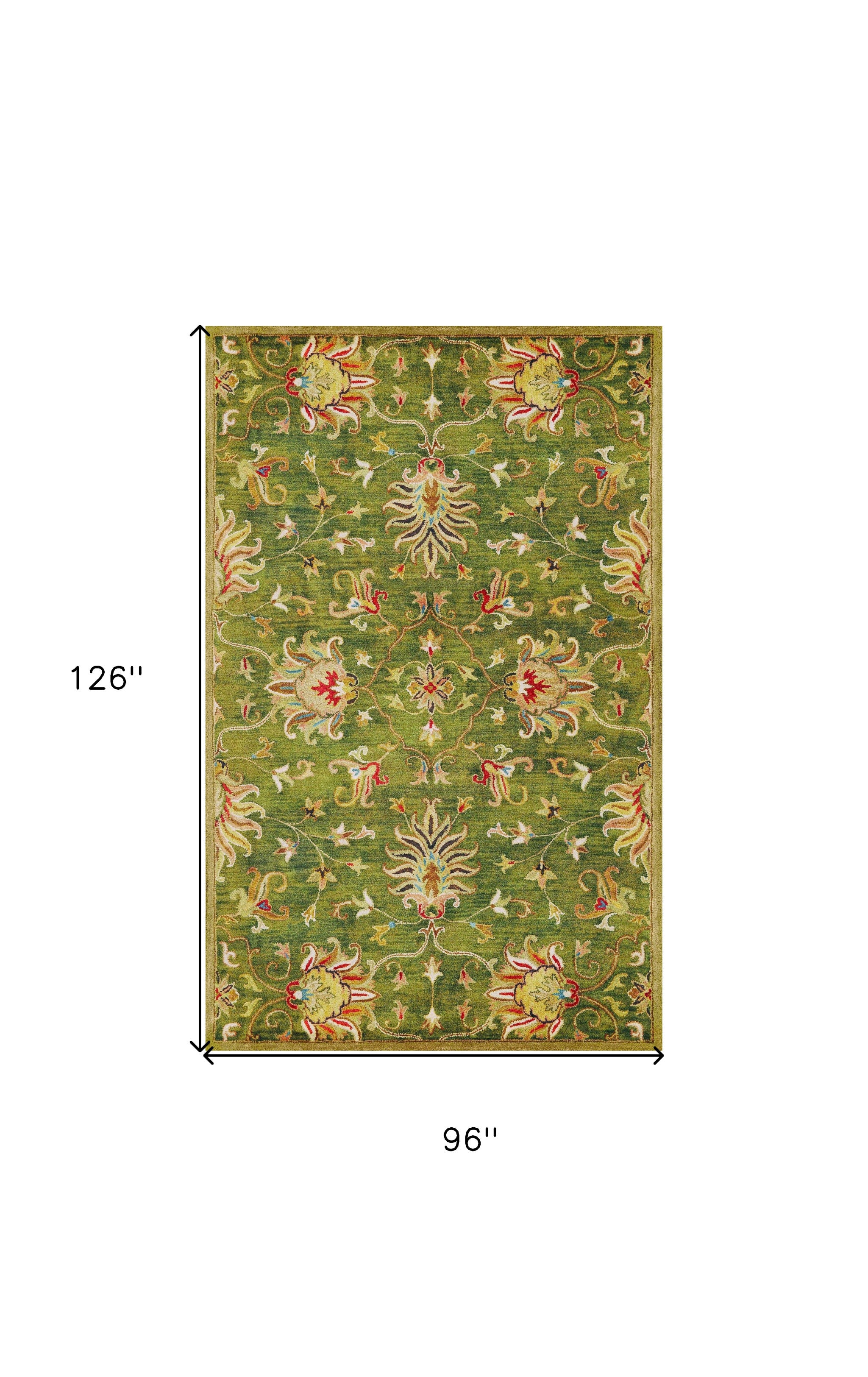 8' X 10' 6 Wool Emerald Green Area Rug