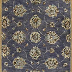 8'X11' Midnight Blue Hand Tufted Traditional Floral Indoor Area Rug