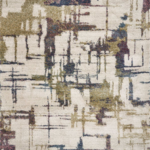 8'X10' Ivory Machine Woven Abstract Brushstrokes Indoor Area Rug