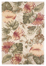 5'X8' Beige Hand Tufted Tropical Leaves Indoor Area Rug