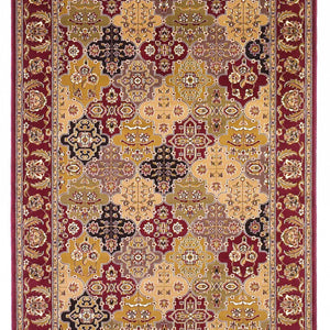 10'X13' Red Machine Woven Traditional Quatrefoil Indoor Area Rug