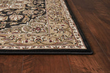 10'X13' Black Beige Machine Woven Floral Medallion Indoor Area Rug