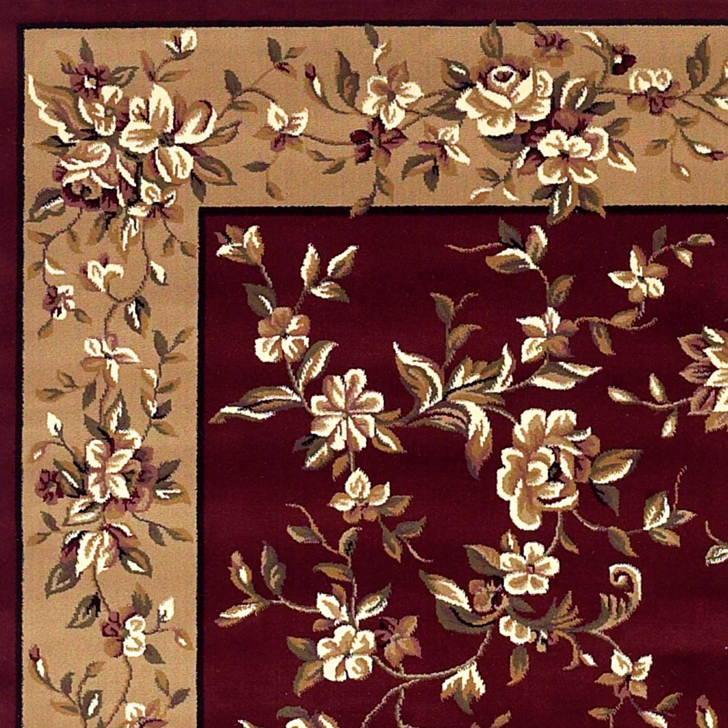 10'X13' Red Beige Machine Woven Floral Traditional Indoor Area Rug