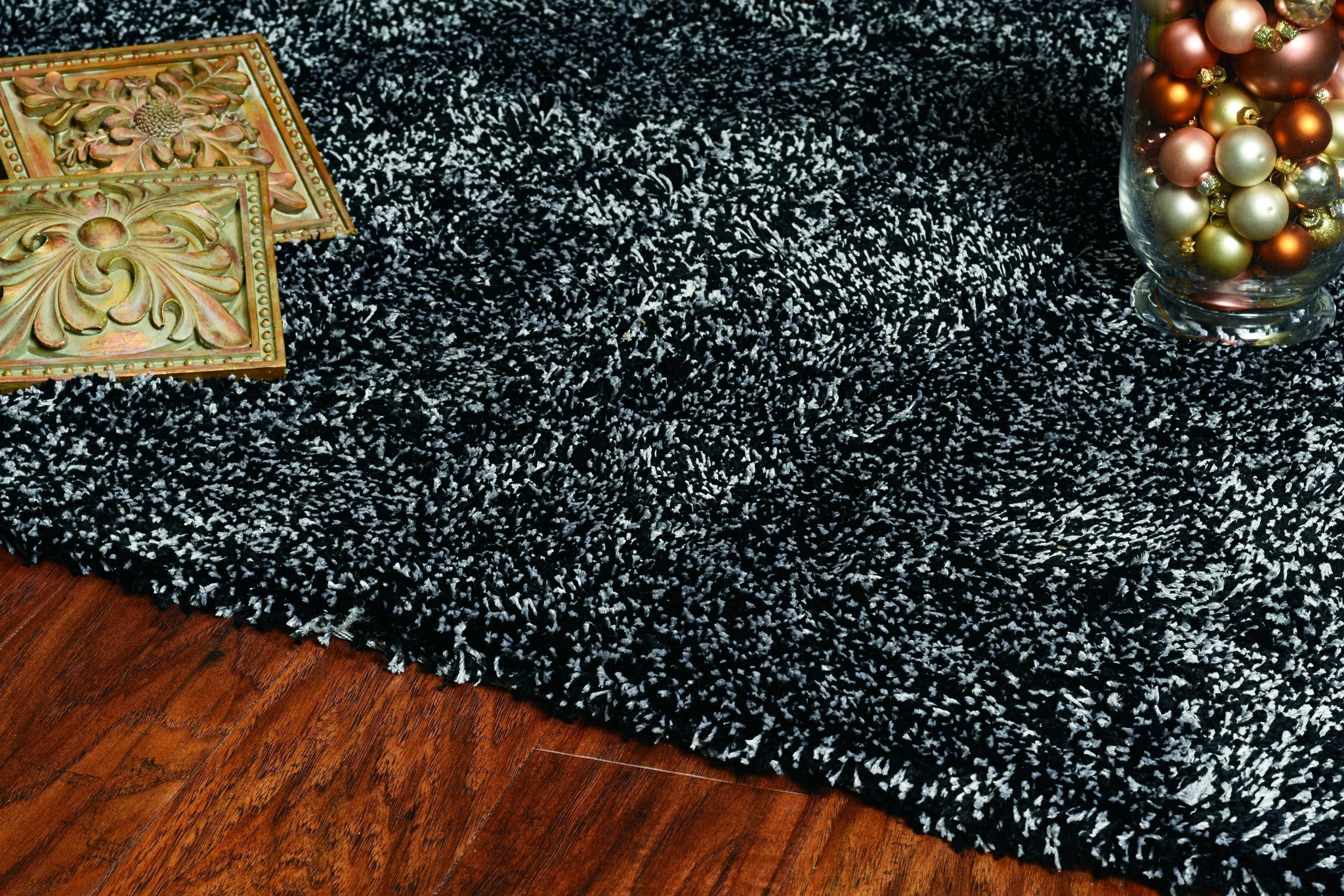 8' X 10' Polyester Black Heather Area Rug