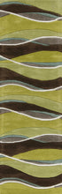 8'X11' Lime Mocha Hand Tufted Abstract Waves Indoor Area Rug