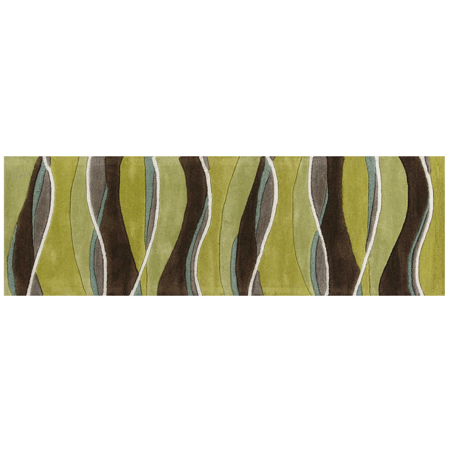 8'X11' Lime Mocha Hand Tufted Abstract Waves Indoor Area Rug