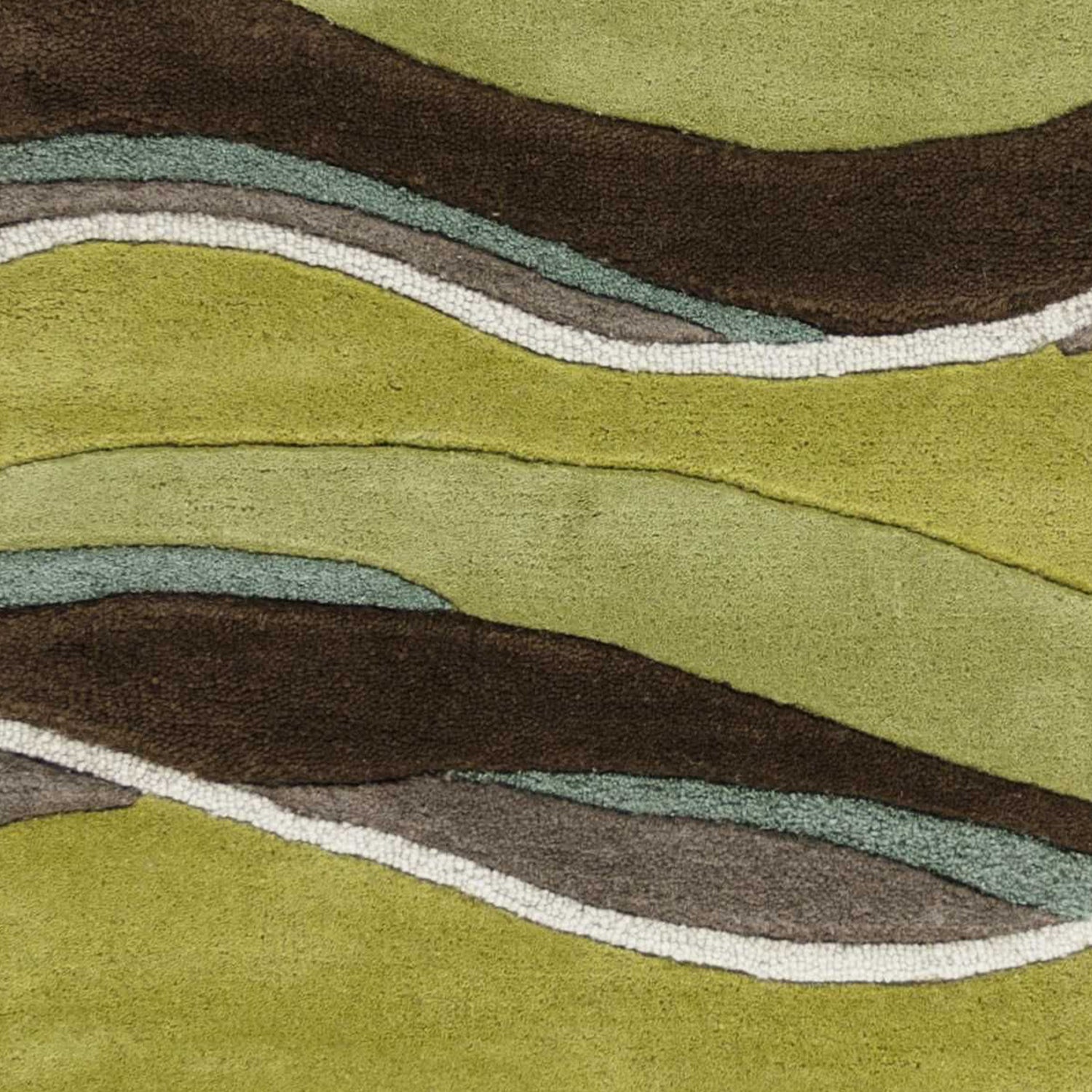 8'X11' Lime Mocha Hand Tufted Abstract Waves Indoor Area Rug