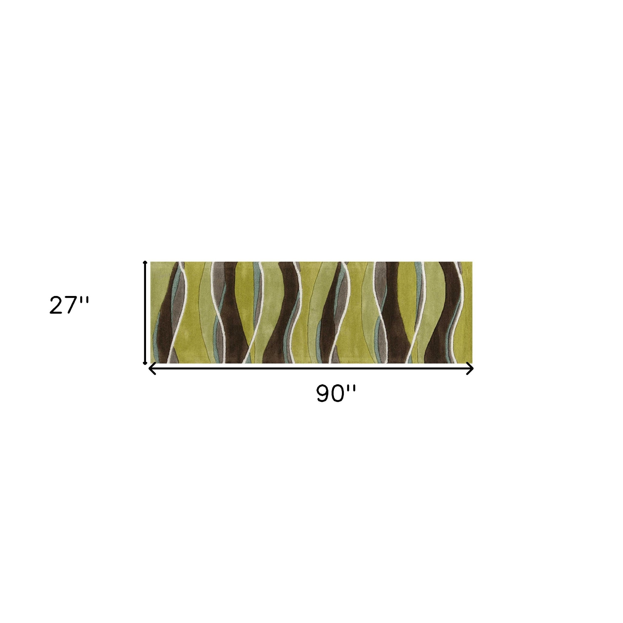 8'X11' Lime Mocha Hand Tufted Abstract Waves Indoor Area Rug