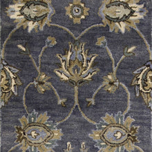 8'X11' Midnight Blue Hand Tufted Traditional Floral Indoor Area Rug