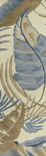 5'X8' Ivory Blue Hand Tufted Tropical Leaves Indoor Area Rug