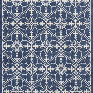 7' X 9' Denim Vintage Trellis Uv Treated Indoor Area Rug