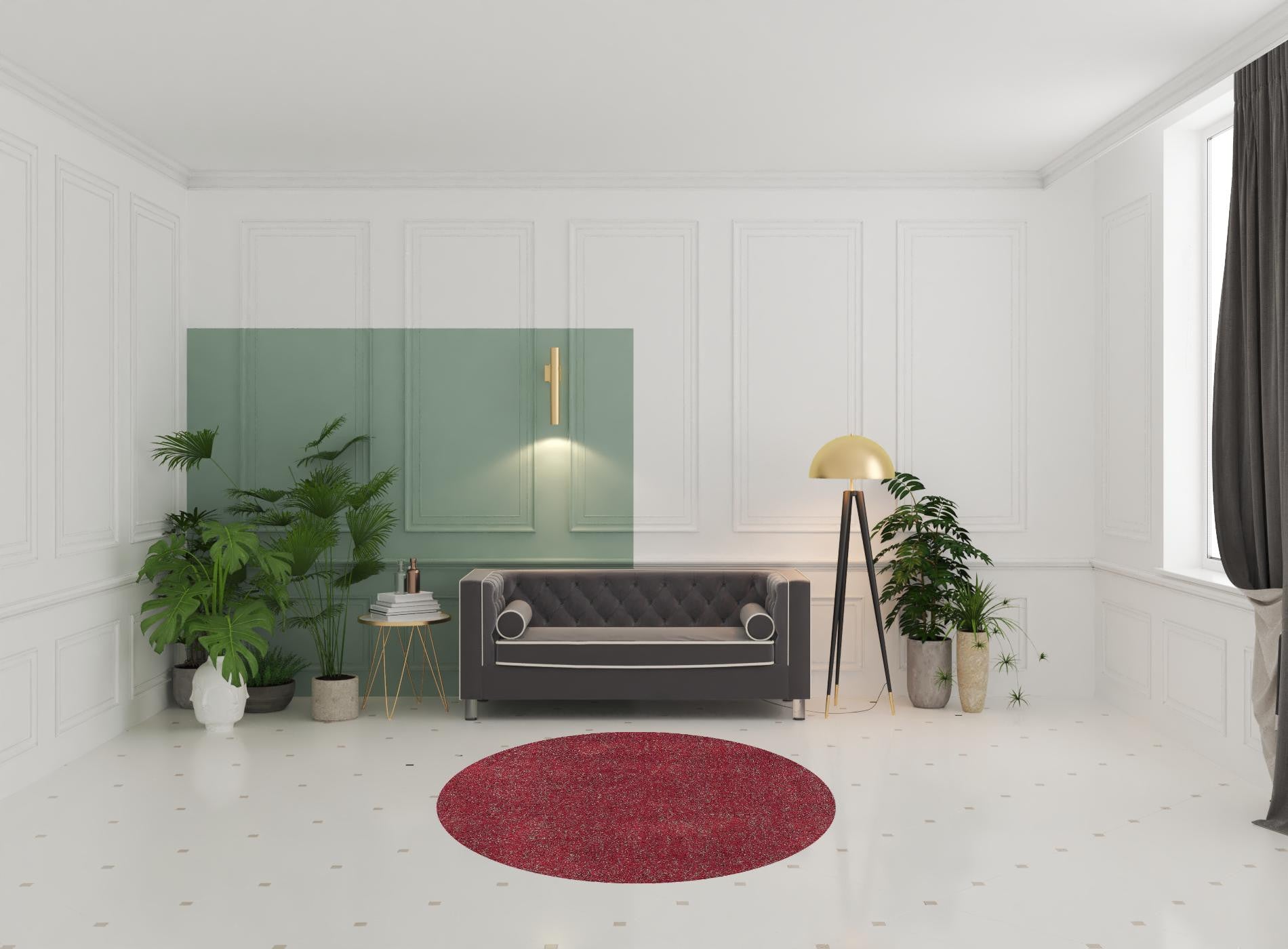 8' Round  Polyester Red Heather Area Rug