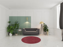 8' Round  Polyester Red Heather Area Rug