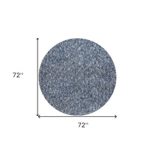 8' Indigo Ivory Heather Round Indoor Shag Rug