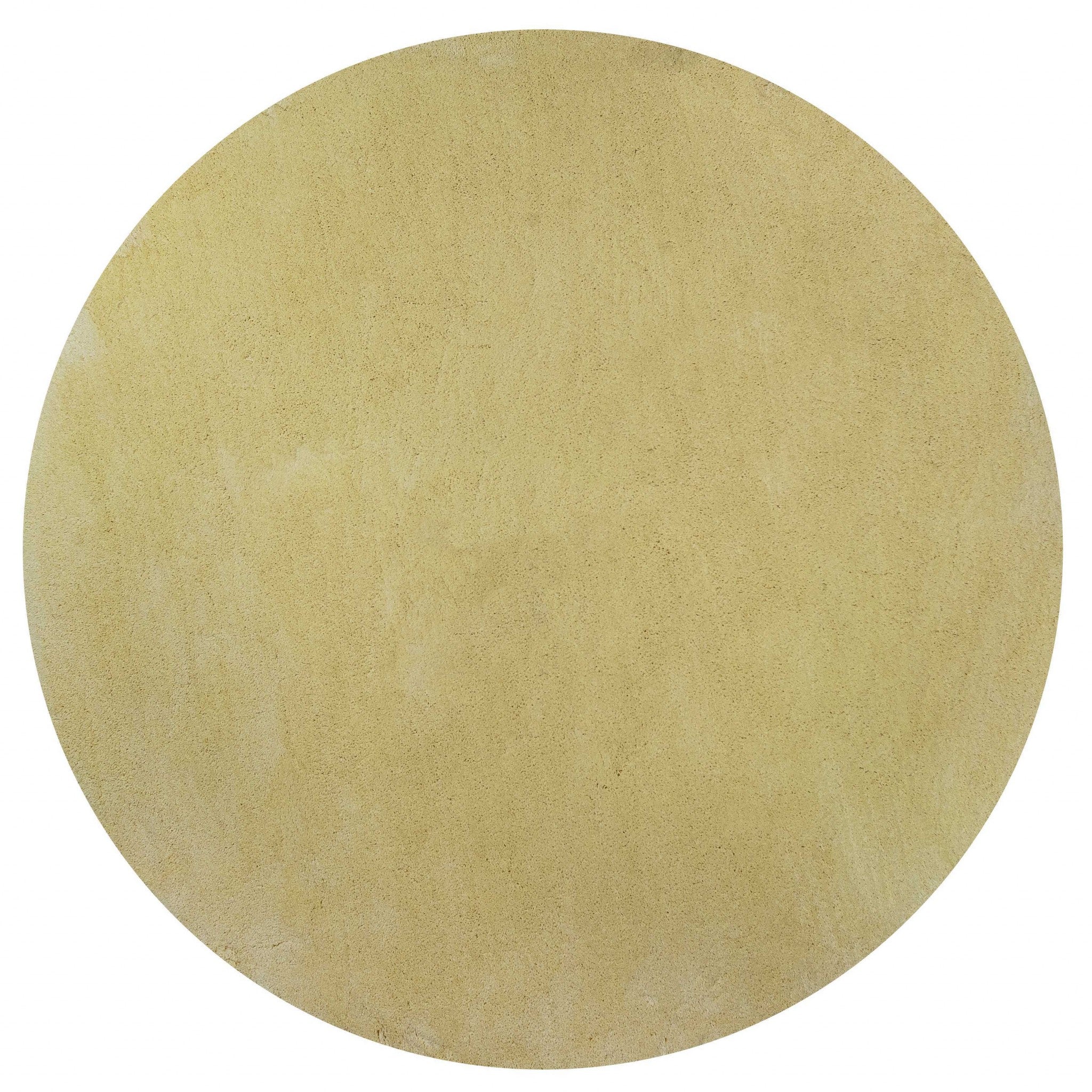 Canary Yellow Round Indoor Shag Rug 8'