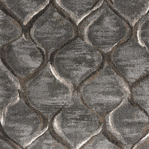 5'X8' Charcoal Grey Machine Woven Ogee Indoor Area Rug