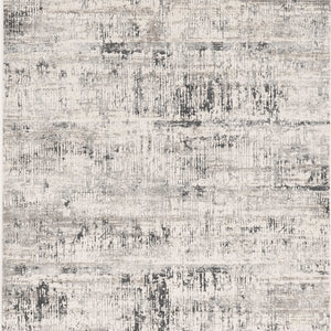 5' X 8' Ivory Or Silver Abstract Brushstrokes Viscose Indoor Area Rug