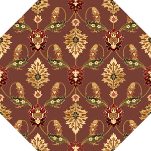 7' Octagon Plum Floral Vines Indoor Area Rug