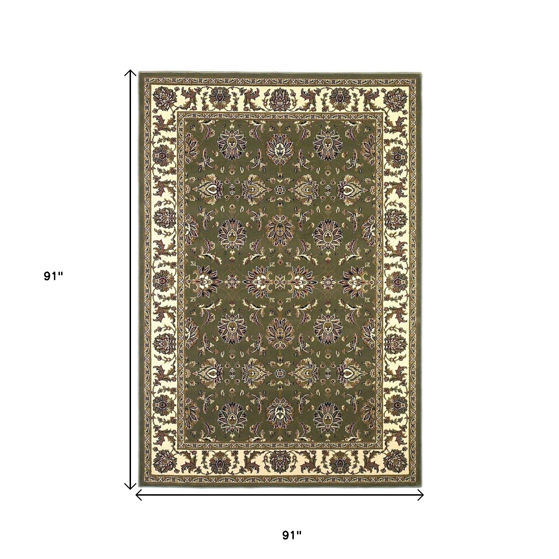 9' X 13'  Polypropylene Green Or  Ivory  Area Rug