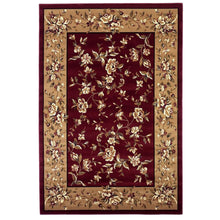 10'X13' Red Beige Machine Woven Floral Traditional Indoor Area Rug