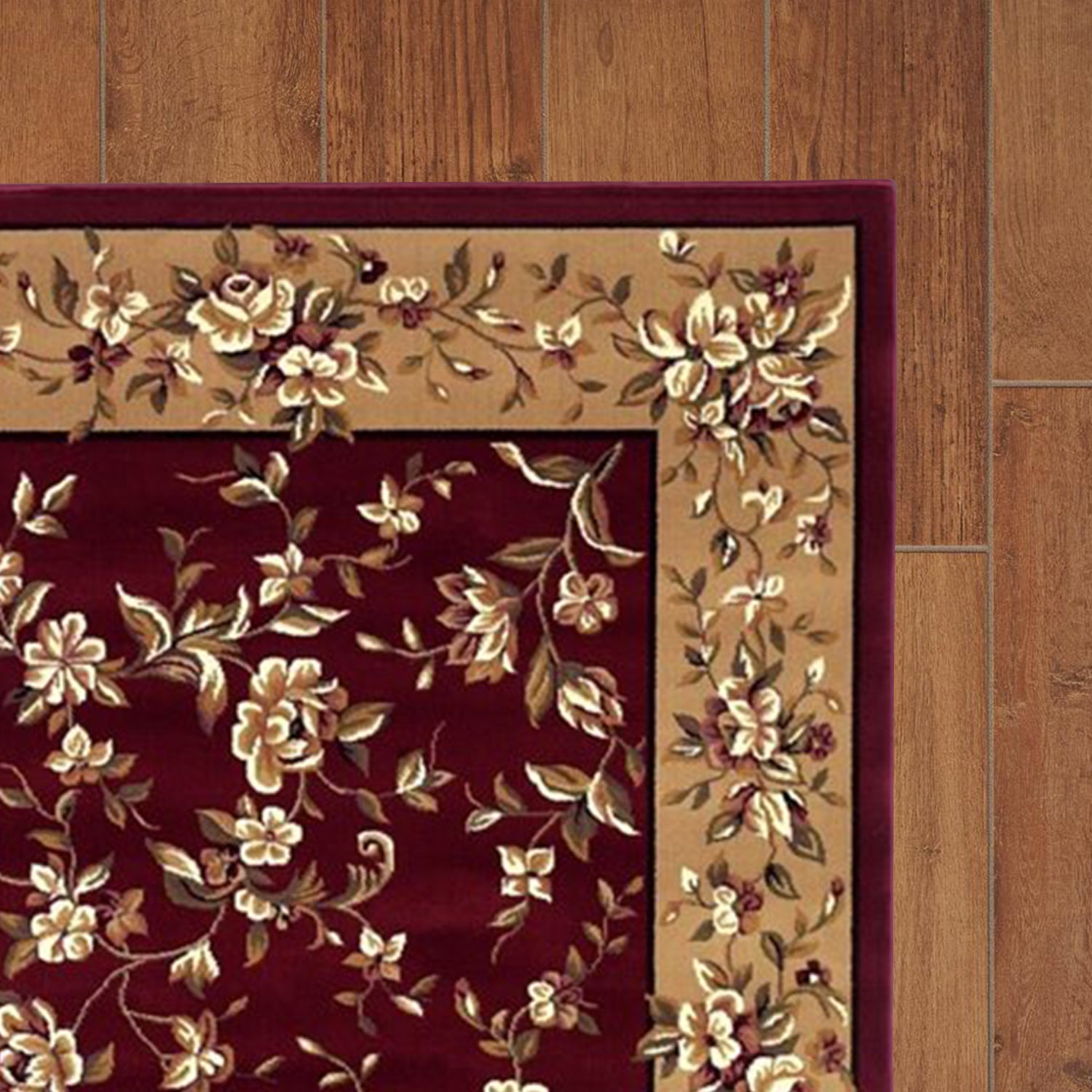 10'X13' Red Beige Machine Woven Floral Traditional Indoor Area Rug