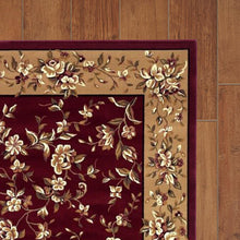 10'X13' Red Beige Machine Woven Floral Traditional Indoor Area Rug