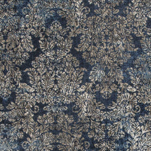 8'X11' Slate Blue Machine Woven Damask Indoor Area Rug