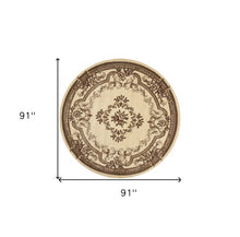 8'X11' Ivory Machine Woven Hand Carved Floral Medallion Indoor Area Rug