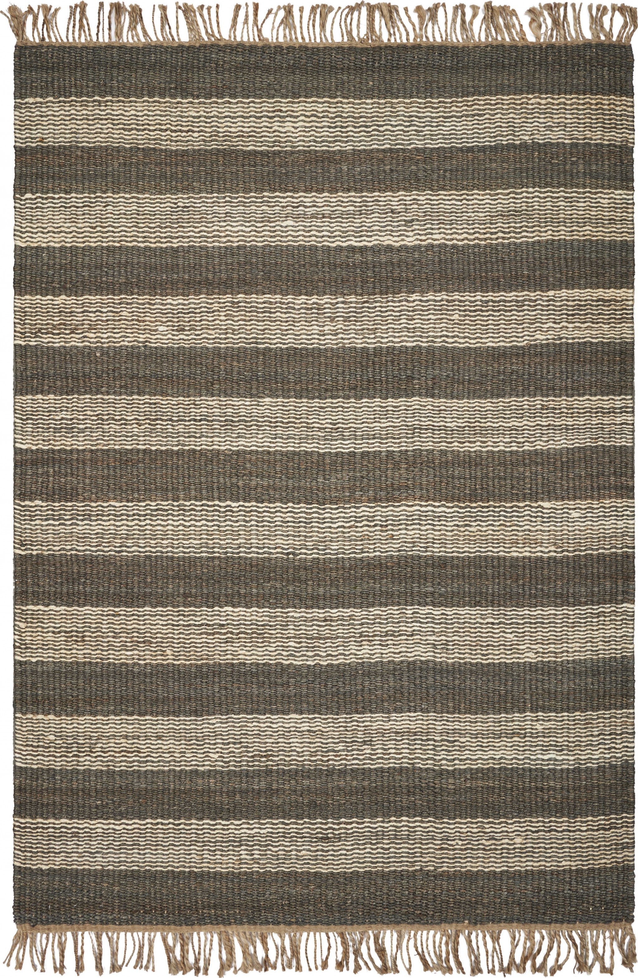 5' X 7' Jute Slate Ivory Area Rug