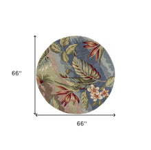 5'X8' Blue Sage Hand Tufted Tropical Plants Indoor Area Rug