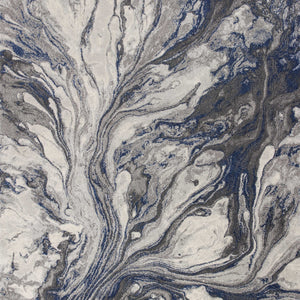 8'X11' Grey Machine Woven Abstract Watercolor Indoor Area Rug