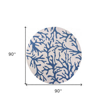 Polyester Ivory Blue Area Rug - 7' x 9'