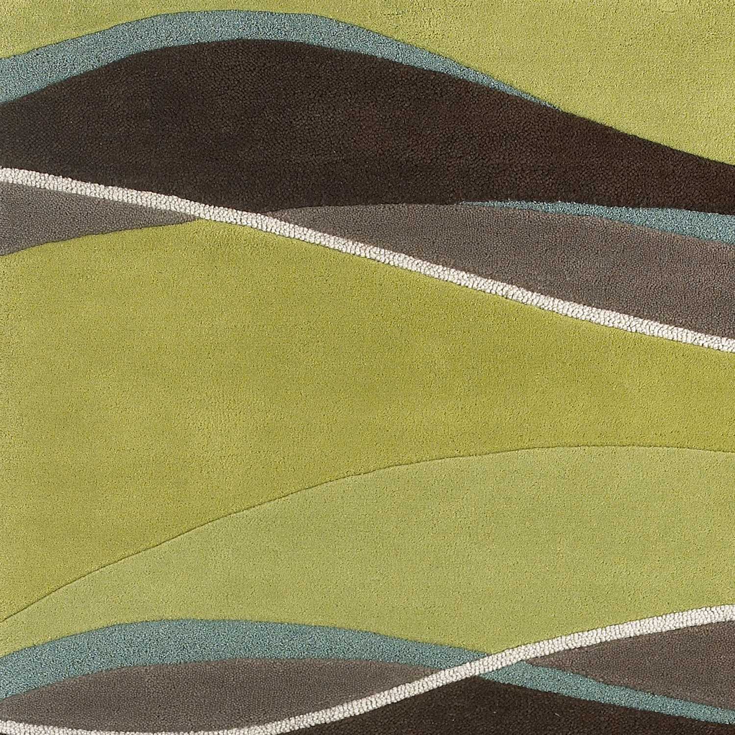 8'X11' Lime Mocha Hand Tufted Abstract Waves Indoor Area Rug
