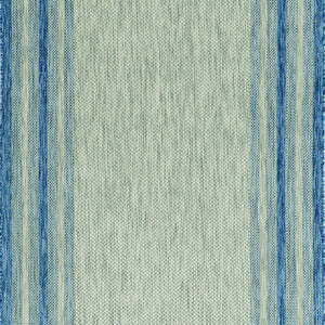 3'X4' Grey Denim Machine Woven Uv Treated Bordered Indoor Outdoor Accent Rug