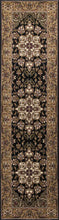 10'X13' Black Beige Machine Woven Floral Medallion Indoor Area Rug
