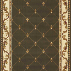 5'X8' Green Machine Woven Hand Carved Fleur De Lis Indoor Area Rug