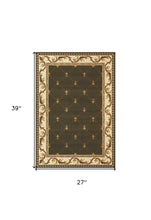 5'X8' Green Machine Woven Hand Carved Fleur De Lis Indoor Area Rug