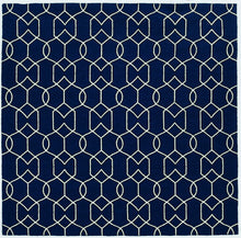 5' X 7' Navy Geometric Trellis Uv Treated Indoor Area Rug