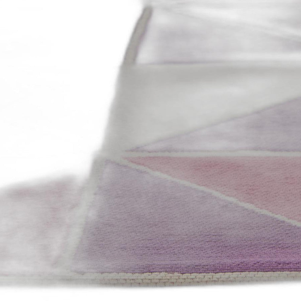 6'7 X 9'6 Polyester Ivory Pink Area Rug