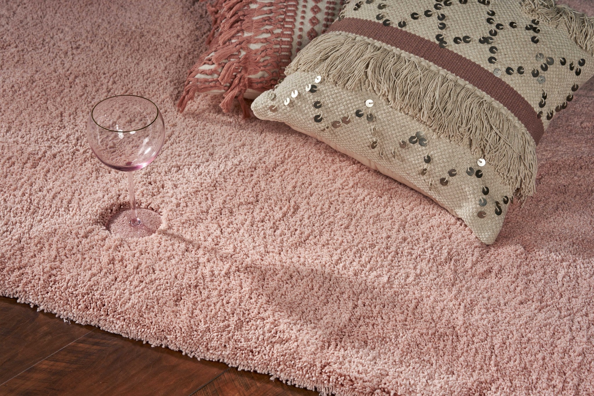 Round  Polyester Rose Pink Area Rug 8'