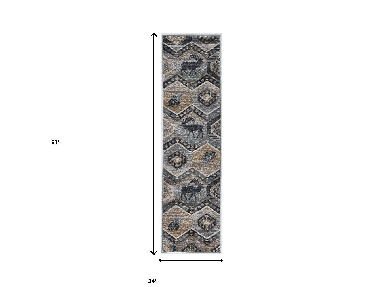 8' Seafoam Machine Woven Geometric Lodge Round Indoor Area Rug