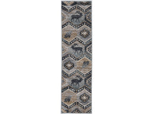 8' Seafoam Machine Woven Geometric Lodge Round Indoor Area Rug