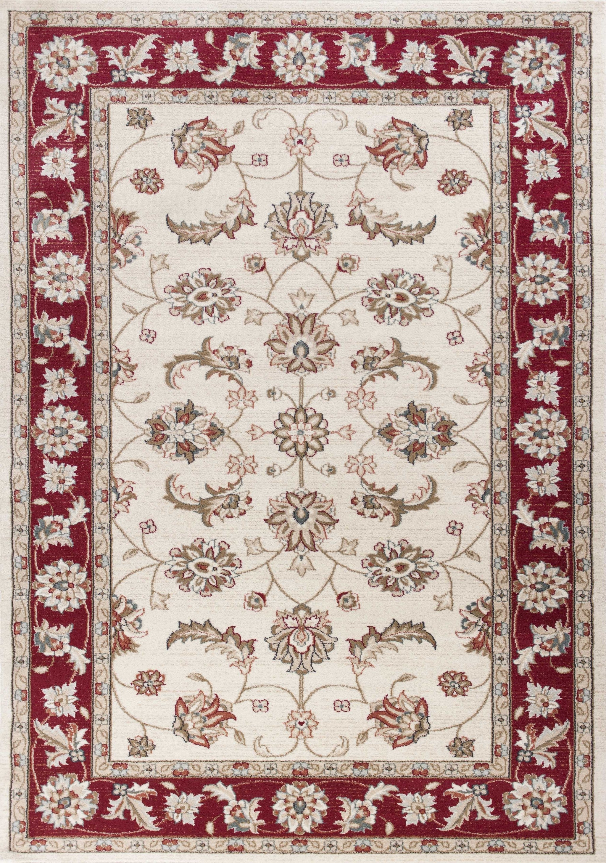 8' Round  Polypropylene Ivory Or Red Area Rug