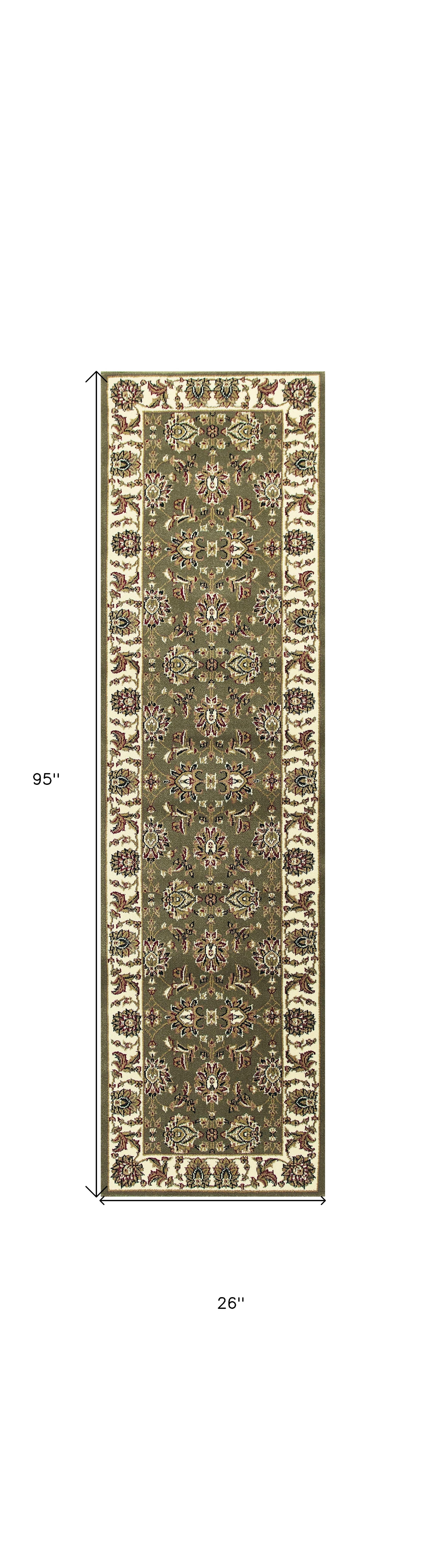 9' X 13'  Polypropylene Green Or  Ivory  Area Rug
