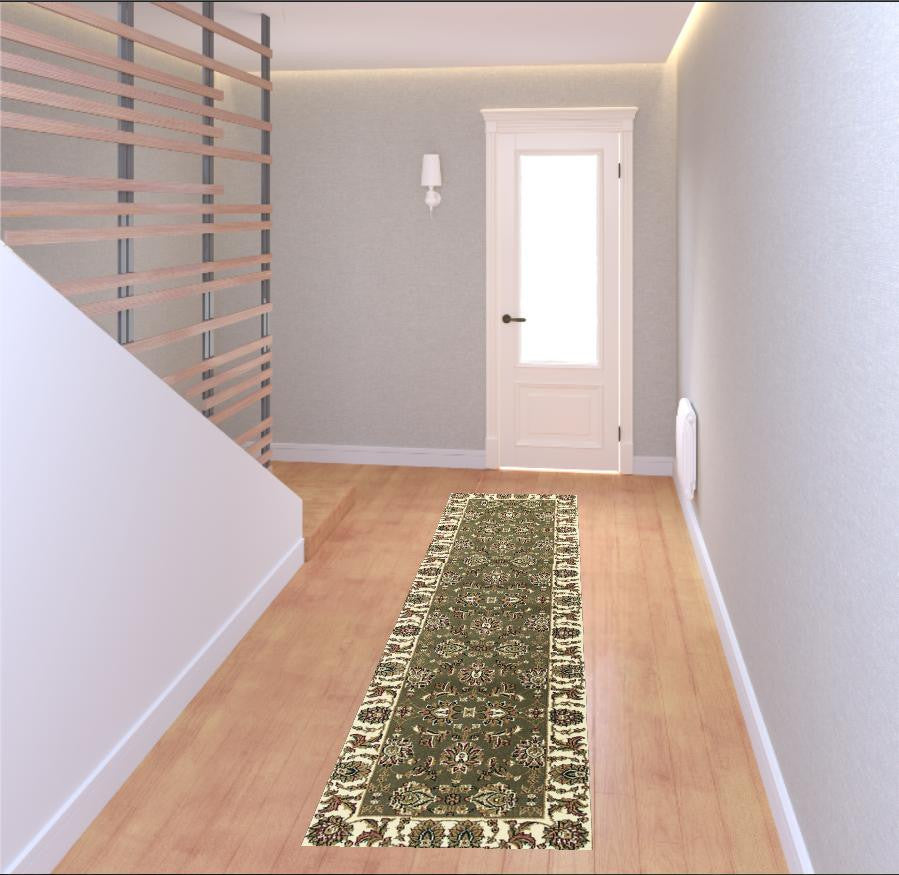 9' X 13'  Polypropylene Green Or  Ivory  Area Rug