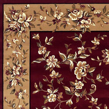 10'X13' Red Beige Machine Woven Floral Traditional Indoor Area Rug