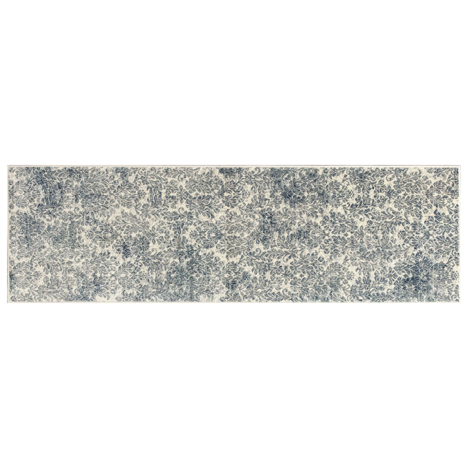 8'X11' Ivory Blue Machine Woven Damask Indoor Area Rug