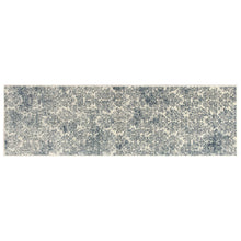 8'X11' Ivory Blue Machine Woven Damask Indoor Area Rug