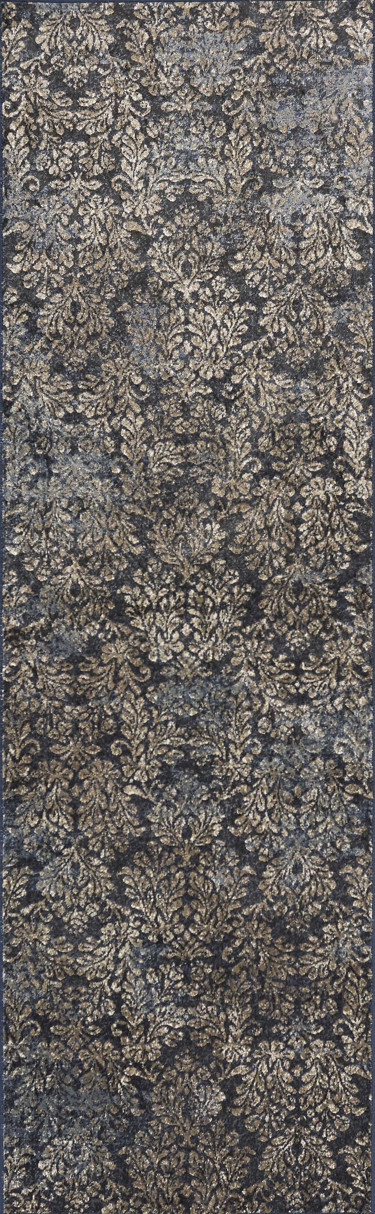 8'X11' Slate Blue Machine Woven Damask Indoor Area Rug